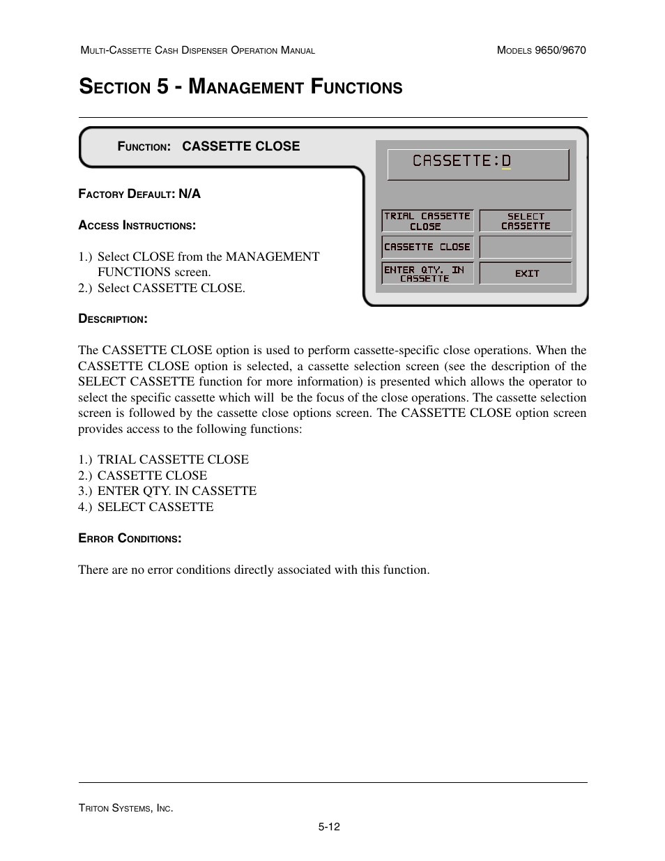 5 - m, Ection, Anagement | Unctions | Triton 9670 Operation Manual User Manual | Page 59 / 264