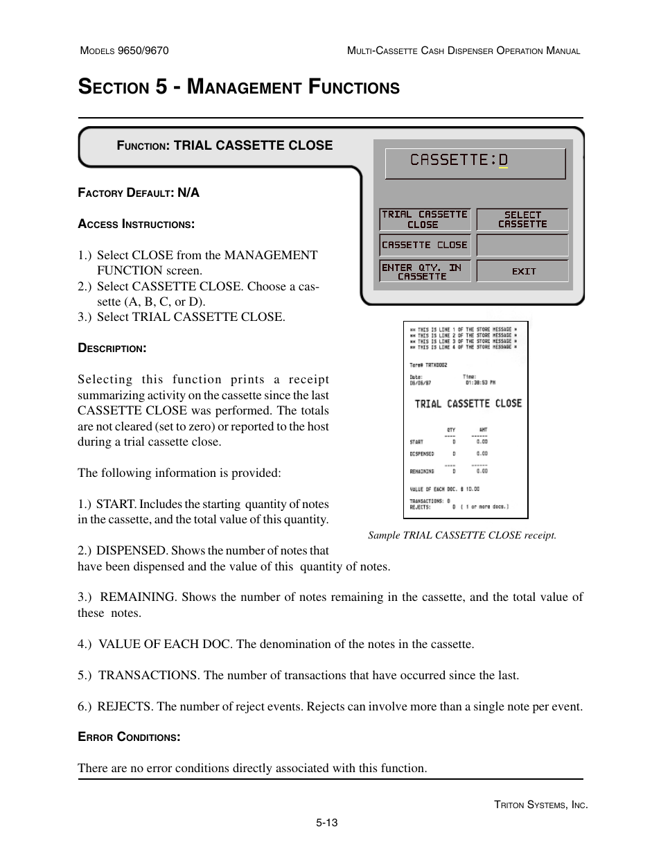 5 - m, Ection, Anagement | Unctions | Triton 9670 Operation Manual User Manual | Page 60 / 264