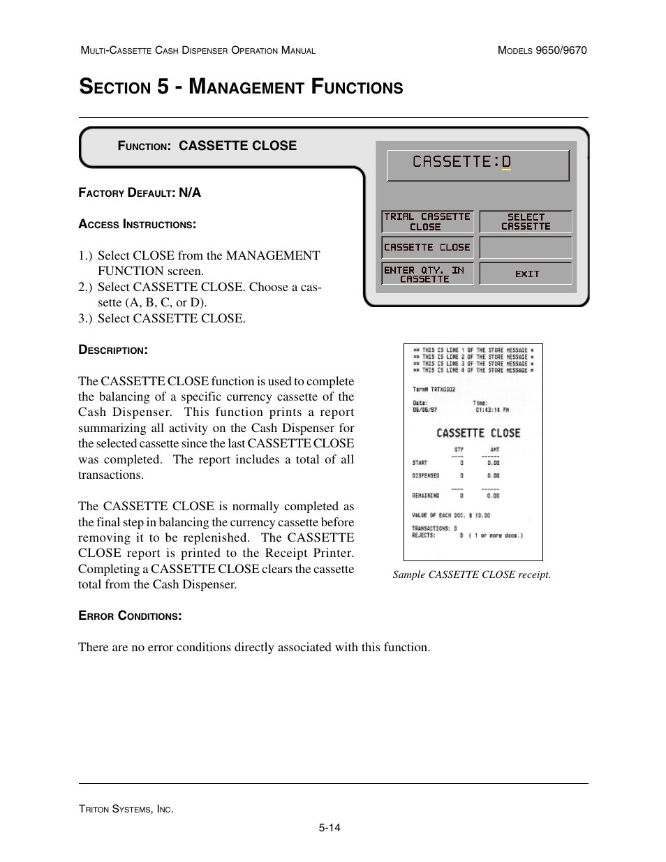 5 - m, Ection, Anagement | Unctions | Triton 9670 Operation Manual User Manual | Page 61 / 264