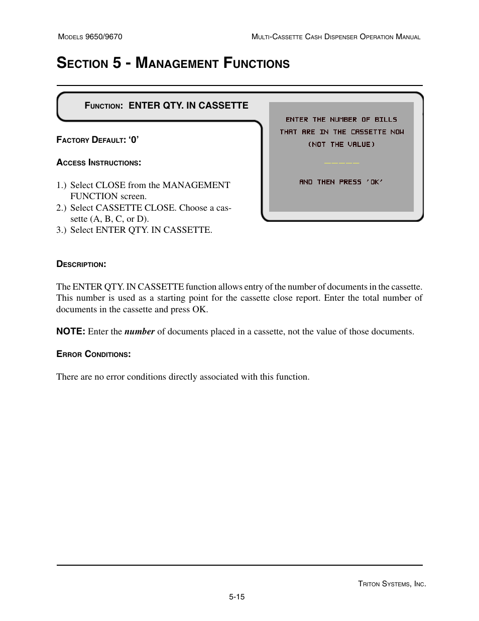 5 - m, Ection, Anagement | Unctions | Triton 9670 Operation Manual User Manual | Page 62 / 264