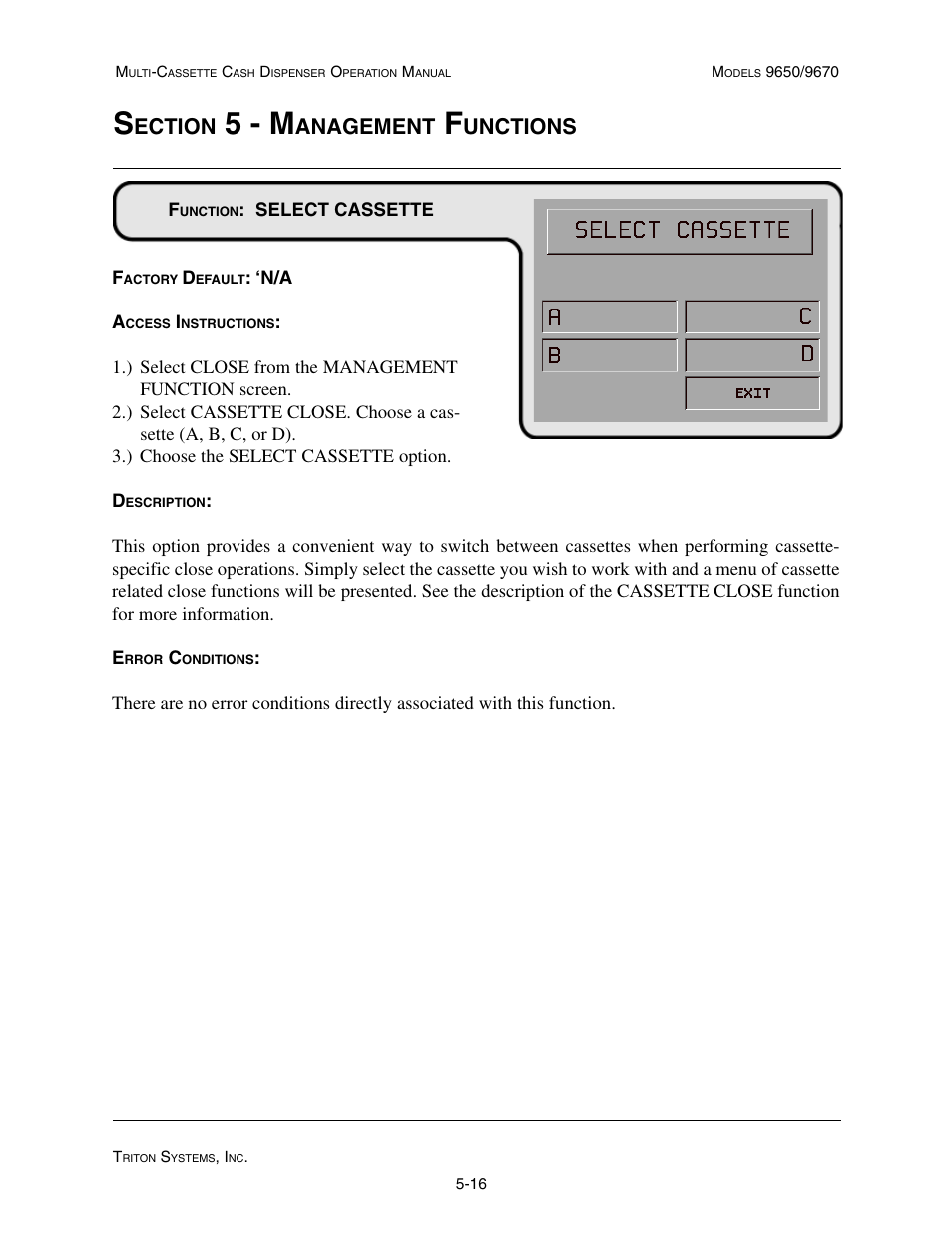 5 - m, Ection, Anagement | Unctions | Triton 9670 Operation Manual User Manual | Page 63 / 264