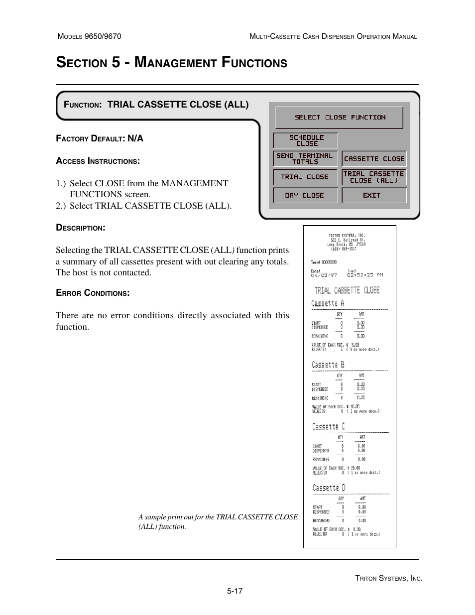 5 - m, Ection, Anagement | Unctions | Triton 9670 Operation Manual User Manual | Page 64 / 264