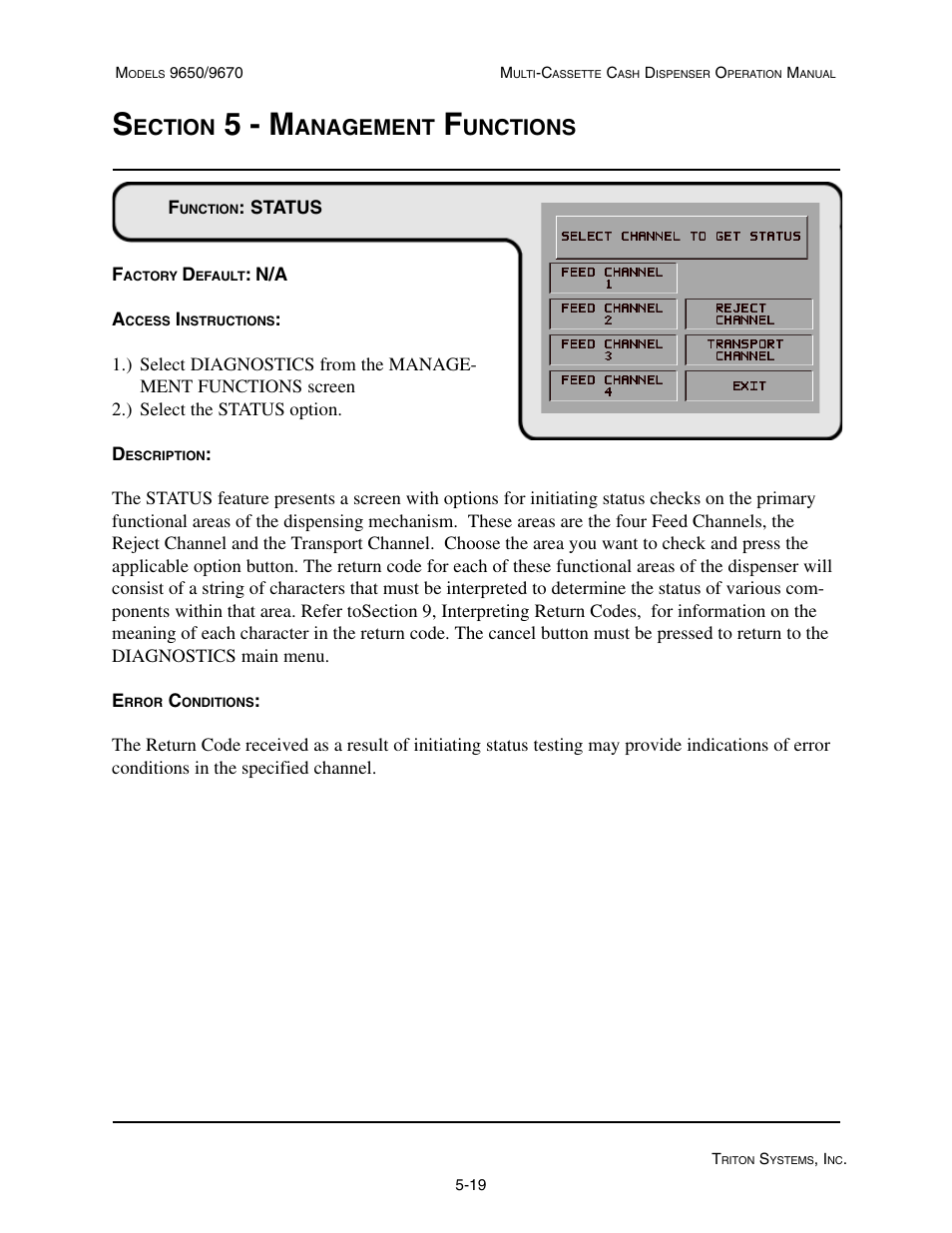 5 - m, Ection, Anagement | Unctions | Triton 9670 Operation Manual User Manual | Page 66 / 264