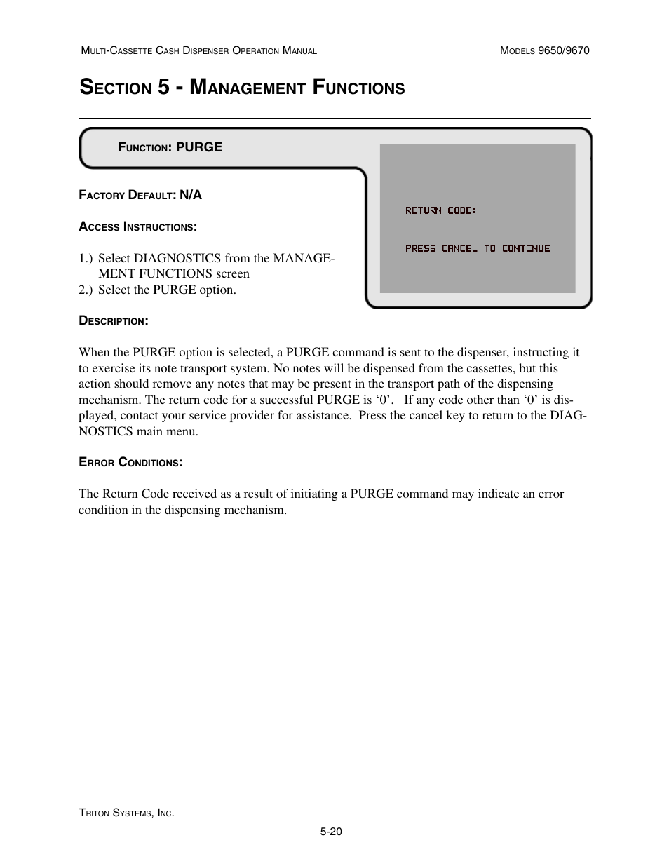 5 - m, Ection, Anagement | Unctions | Triton 9670 Operation Manual User Manual | Page 67 / 264