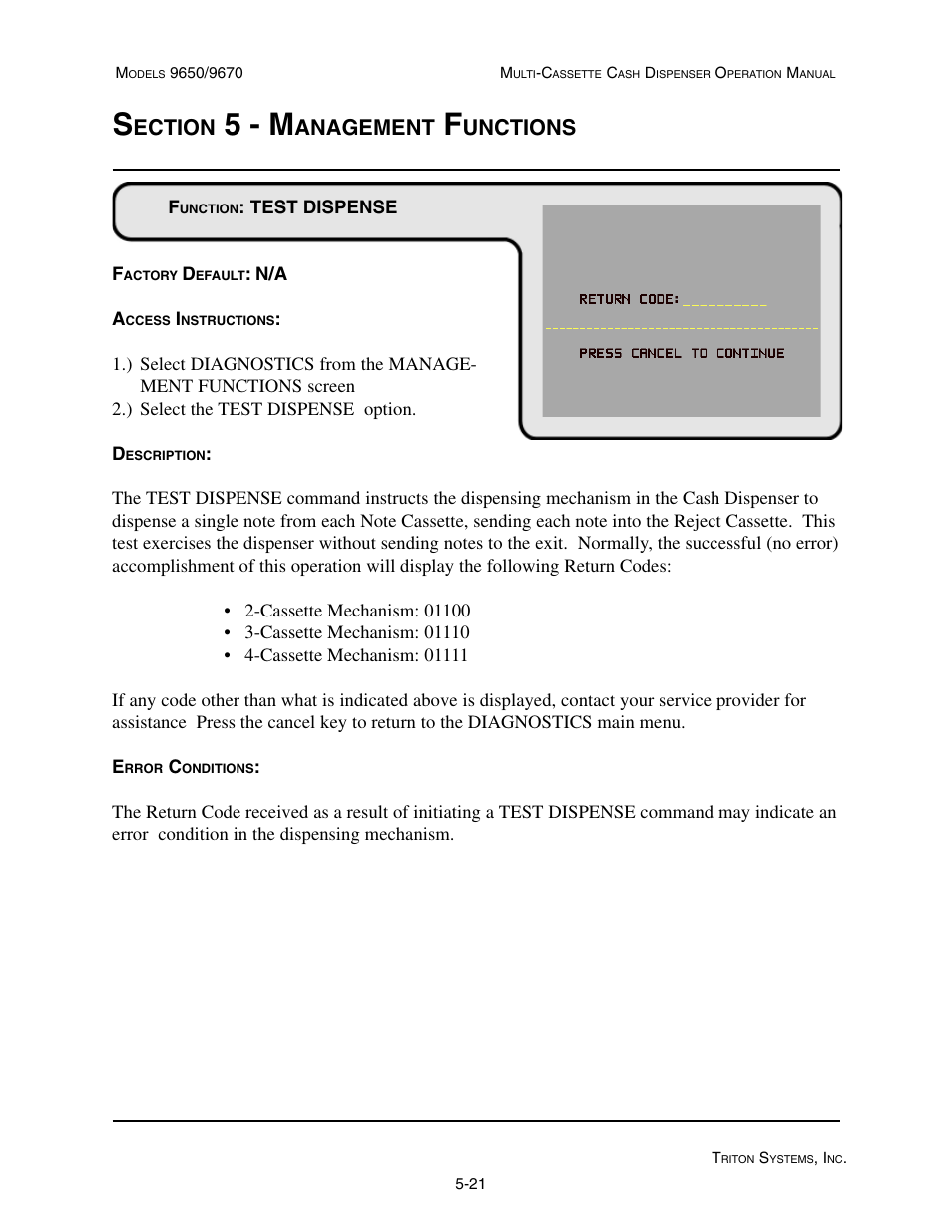 5 - m, Ection, Anagement | Unctions | Triton 9670 Operation Manual User Manual | Page 68 / 264