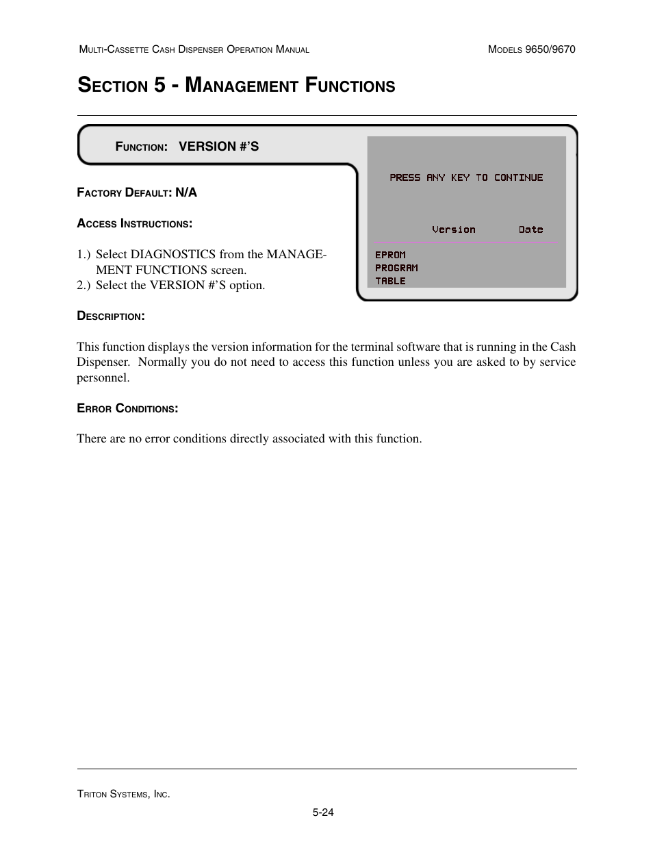 5 - m, Ection, Anagement | Unctions | Triton 9670 Operation Manual User Manual | Page 71 / 264