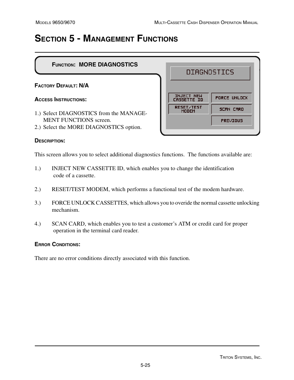 5 - m, Ection, Anagement | Unctions | Triton 9670 Operation Manual User Manual | Page 72 / 264