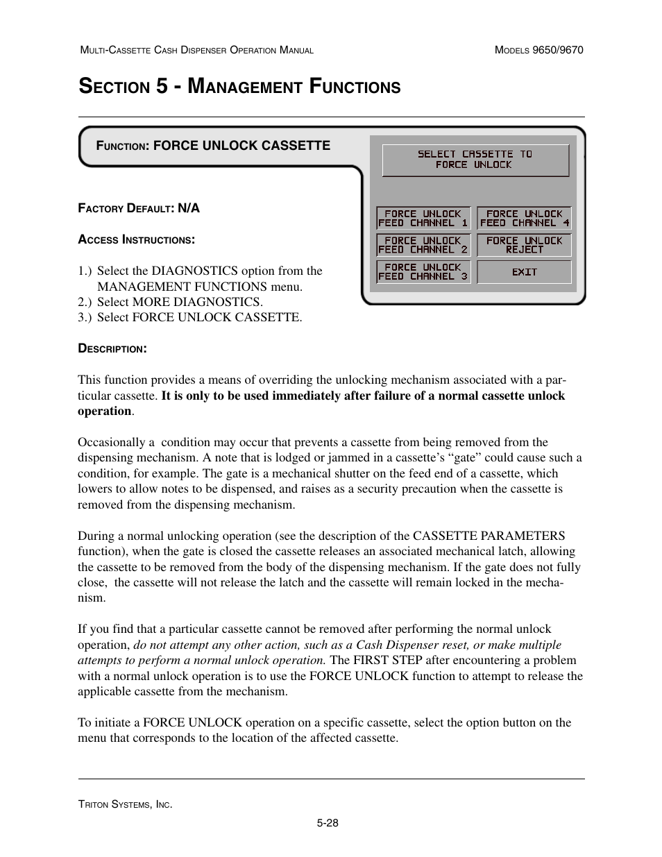 5 - m, Ection, Anagement | Unctions | Triton 9670 Operation Manual User Manual | Page 75 / 264