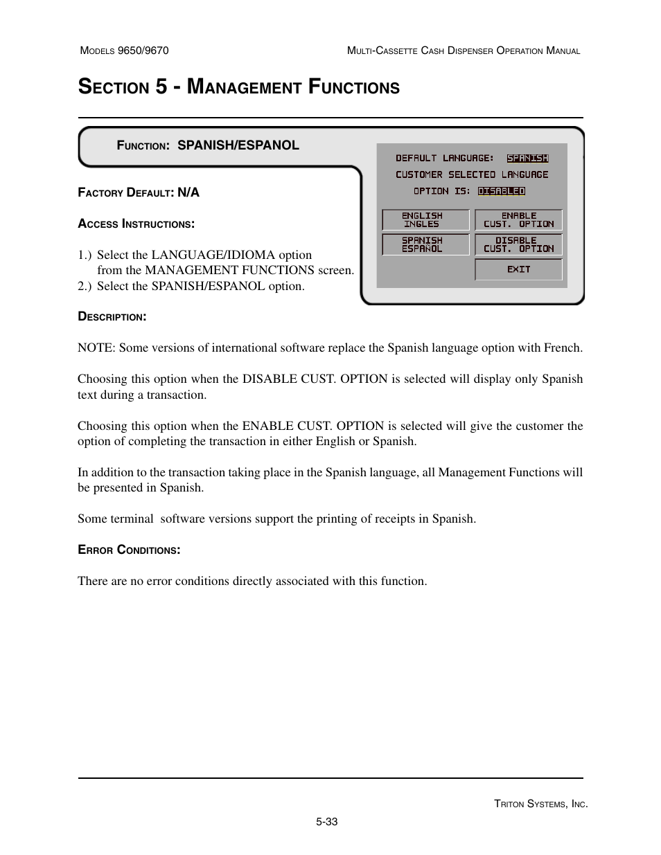 5 - m, Ection, Anagement | Unctions | Triton 9670 Operation Manual User Manual | Page 80 / 264