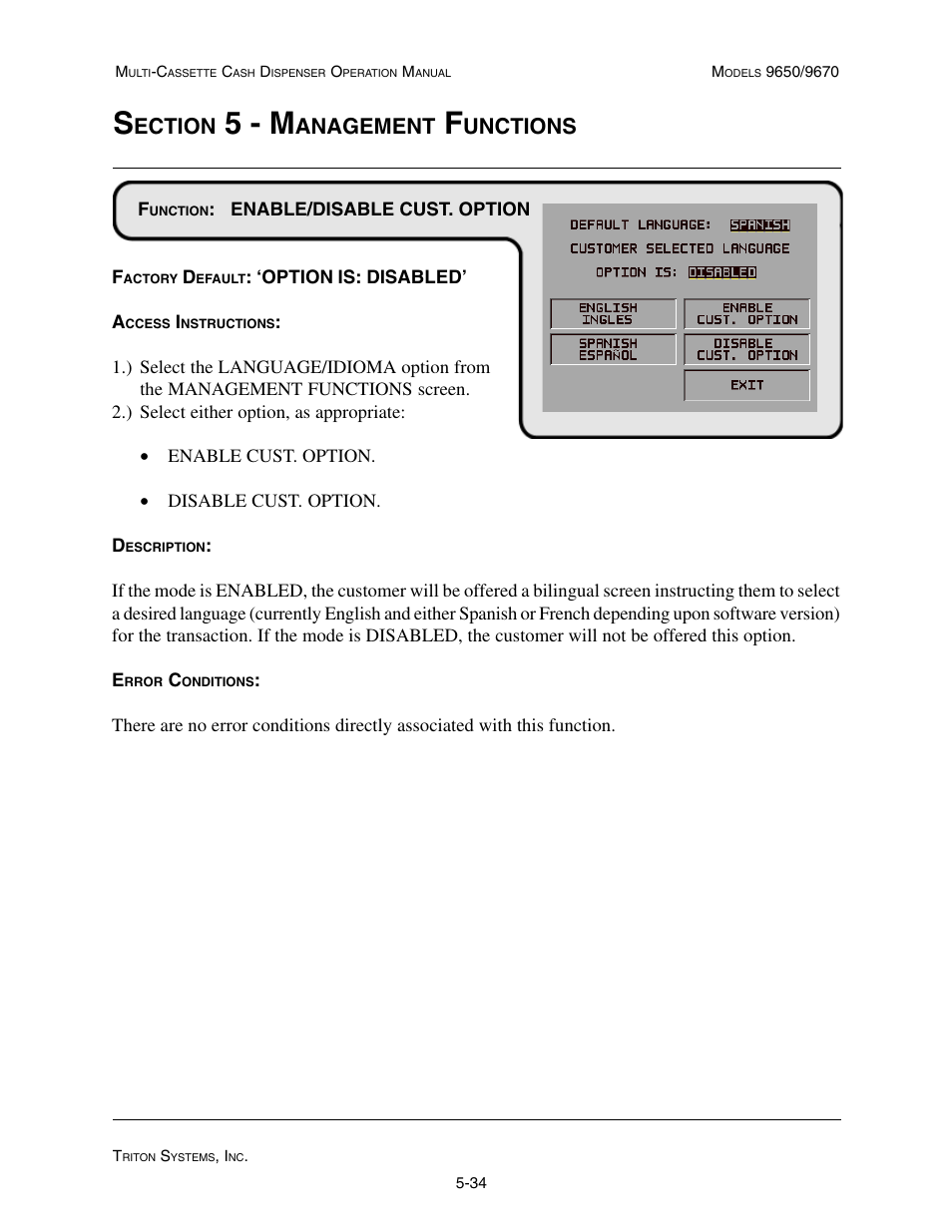 5 - m, Ection, Anagement | Unctions | Triton 9670 Operation Manual User Manual | Page 81 / 264