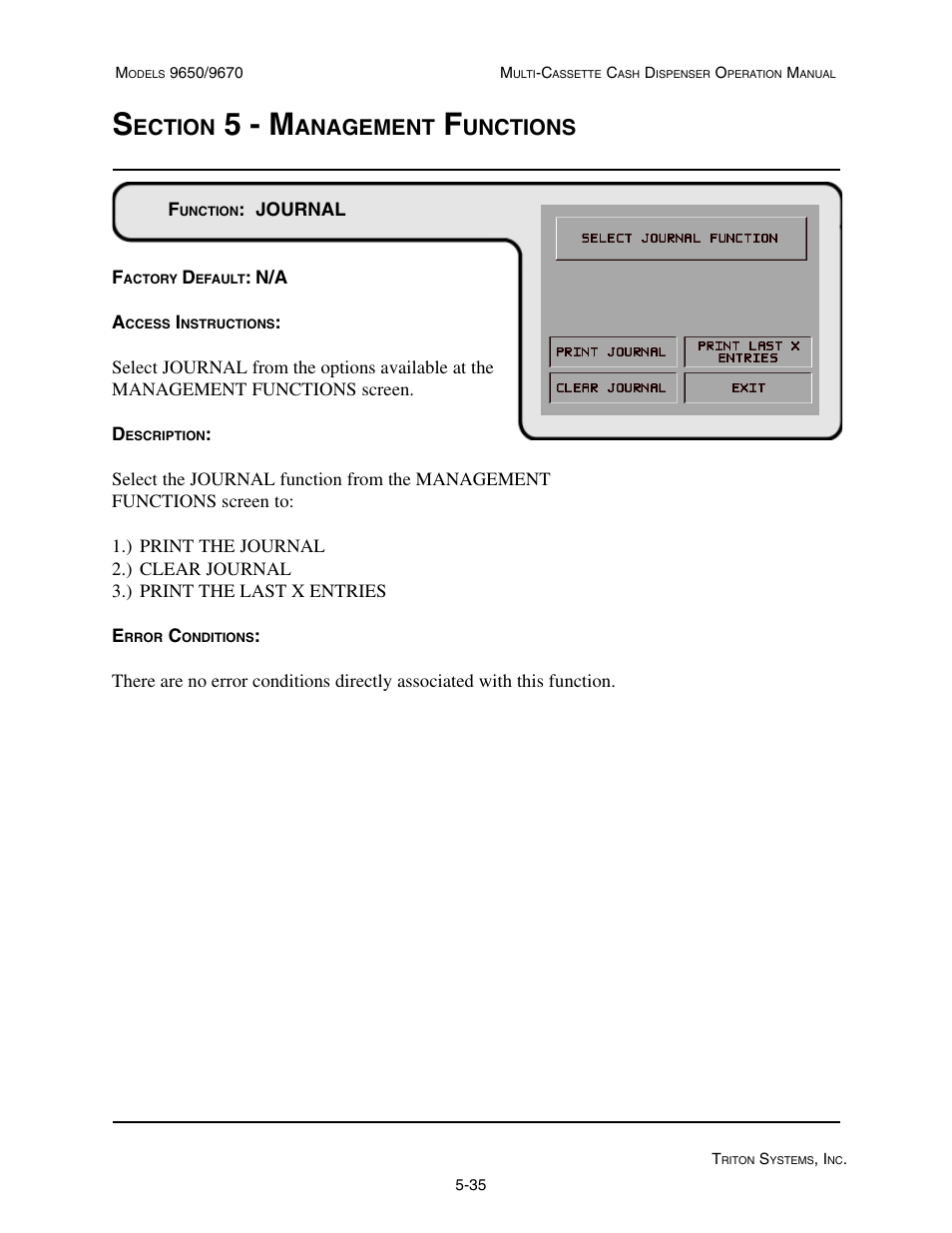 5 - m, Ection, Anagement | Unctions | Triton 9670 Operation Manual User Manual | Page 82 / 264