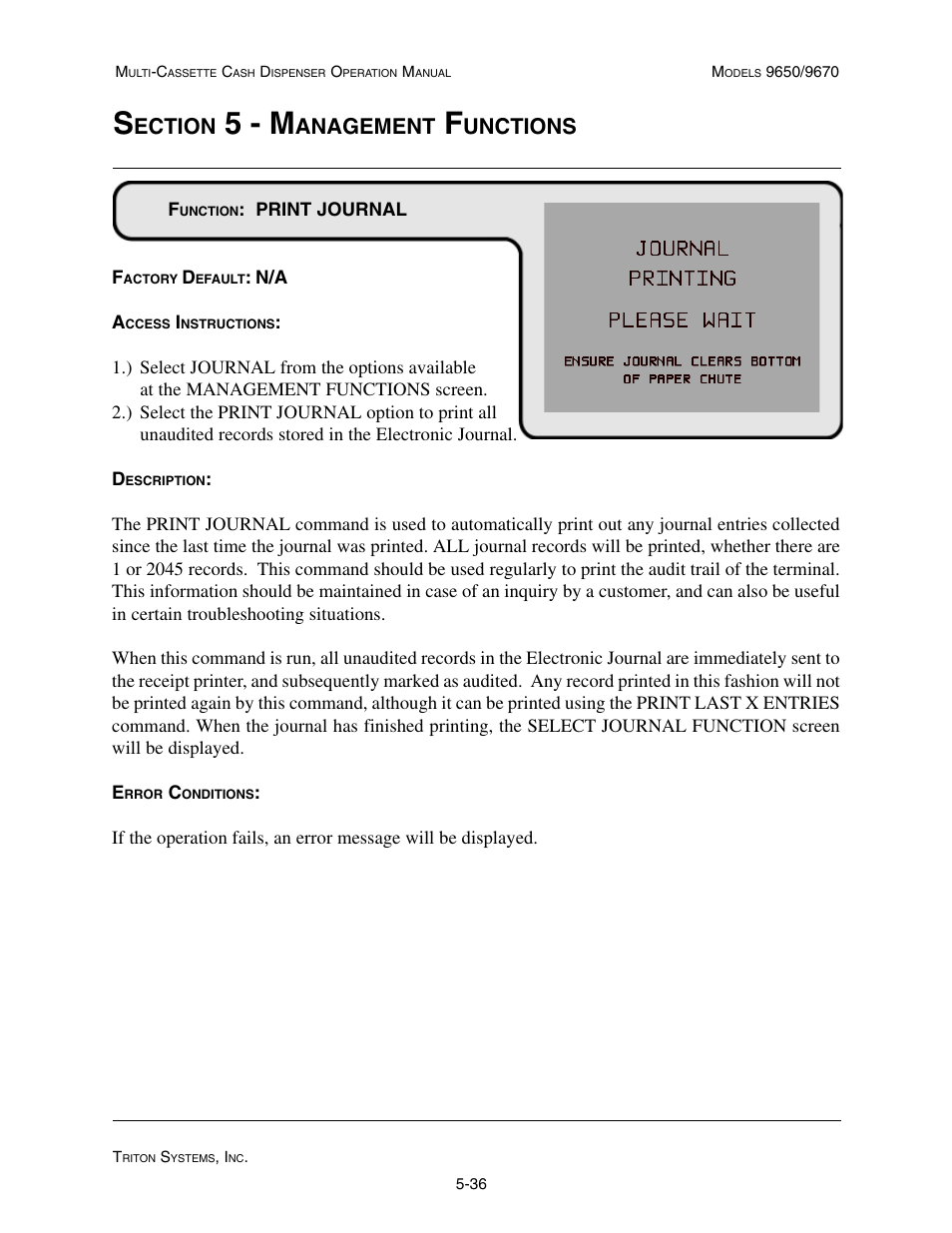 5 - m, Ection, Anagement | Unctions | Triton 9670 Operation Manual User Manual | Page 83 / 264