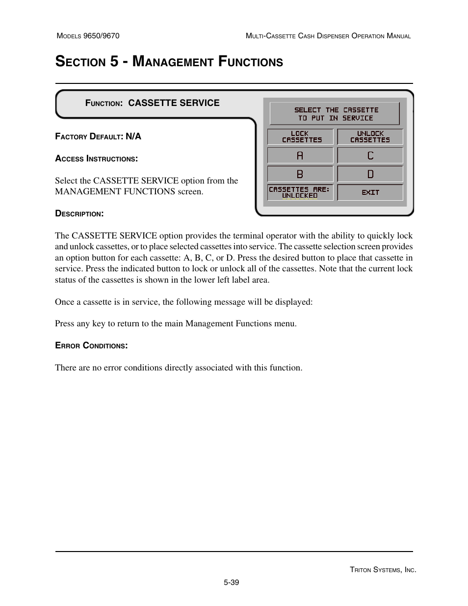 5 - m, Ection, Anagement | Unctions | Triton 9670 Operation Manual User Manual | Page 86 / 264