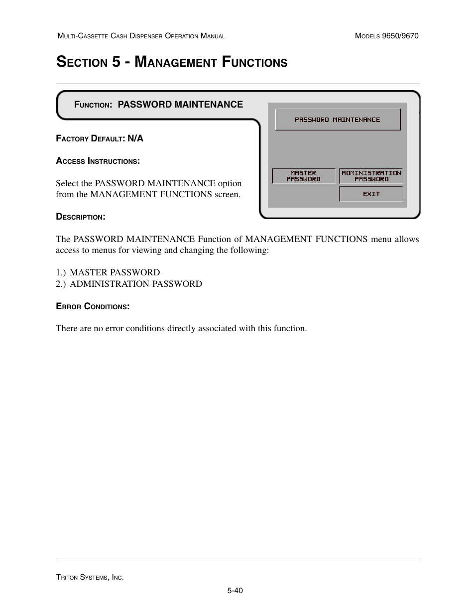 5 - m, Ection, Anagement | Unctions | Triton 9670 Operation Manual User Manual | Page 87 / 264