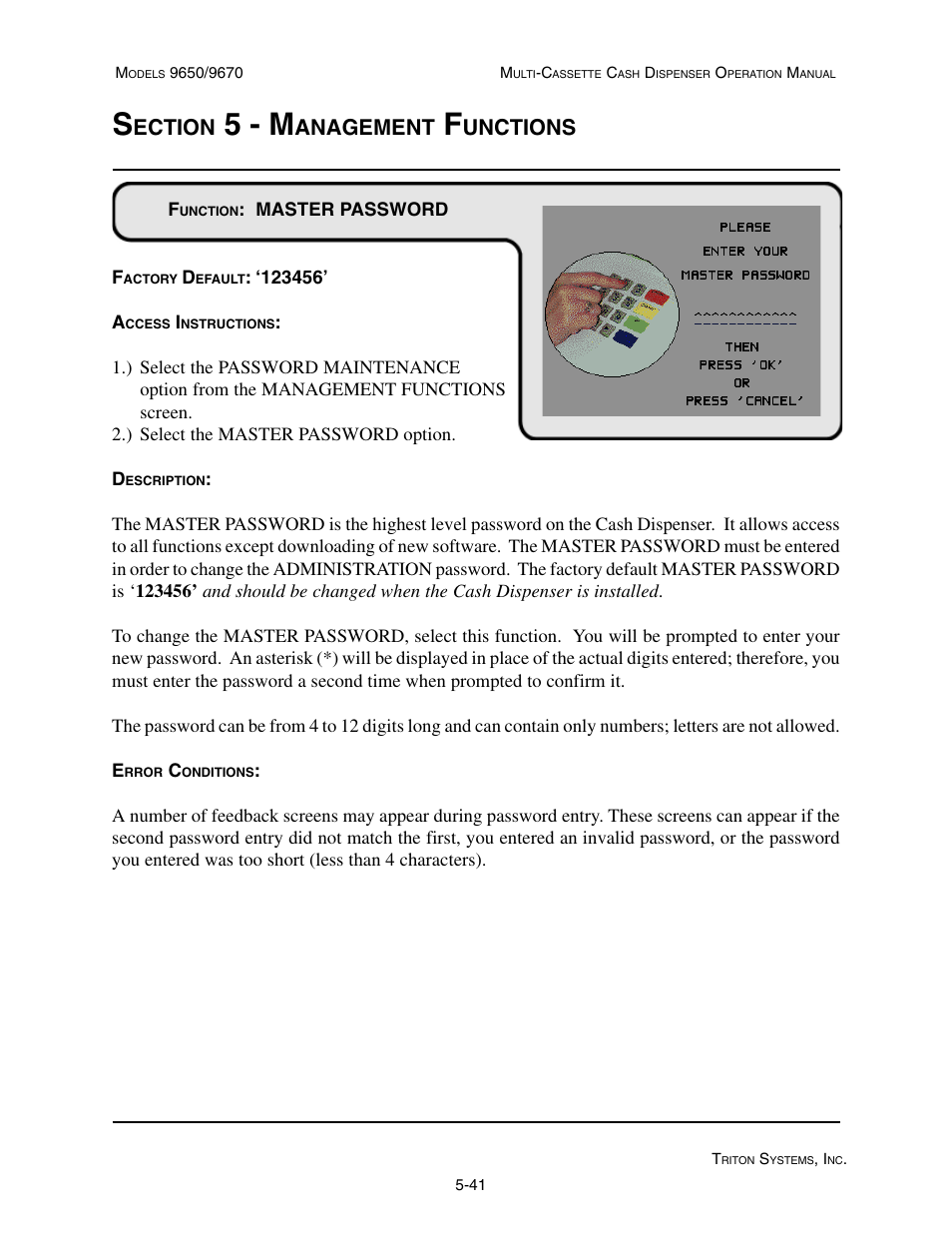 5 - m, Ection, Anagement | Unctions | Triton 9670 Operation Manual User Manual | Page 88 / 264