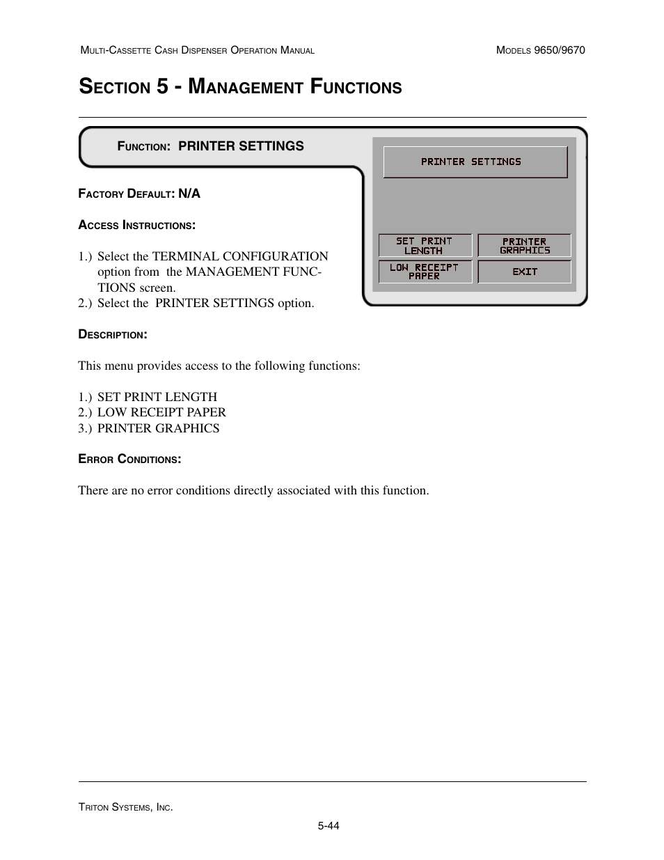 5 - m, Ection, Anagement | Unctions | Triton 9670 Operation Manual User Manual | Page 91 / 264