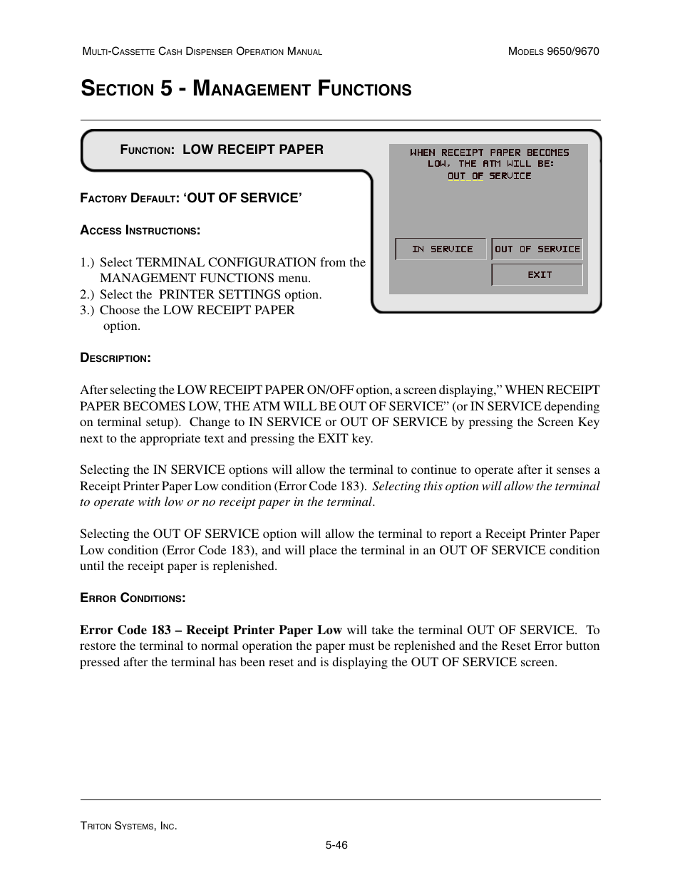 5 - m, Ection, Anagement | Unctions | Triton 9670 Operation Manual User Manual | Page 93 / 264