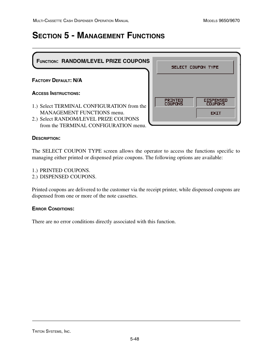 5 - m, Ection, Anagement | Unctions | Triton 9670 Operation Manual User Manual | Page 95 / 264