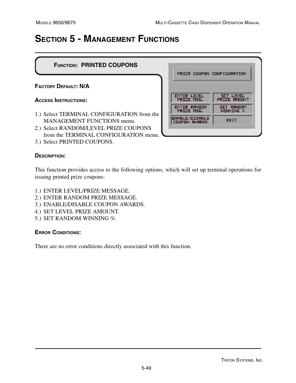 5 - m, Ection, Anagement | Unctions | Triton 9670 Operation Manual User Manual | Page 96 / 264