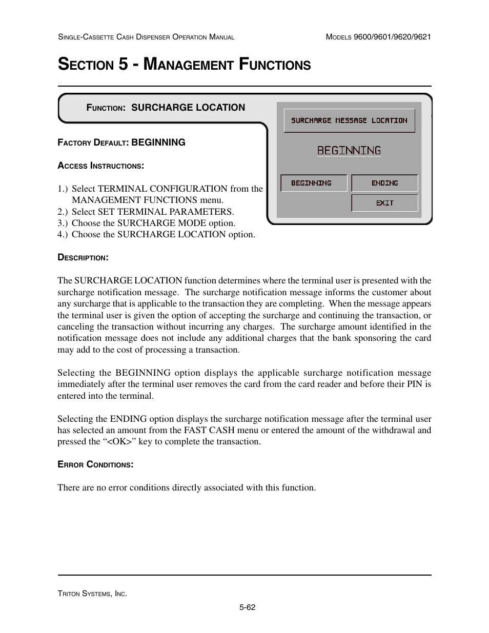 5 - m, Ection, Anagement | Unctions | Triton 9621 Operation Manual User Manual | Page 104 / 209