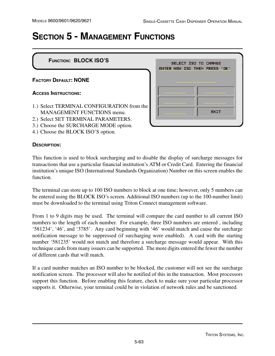 5 - m, Ection, Anagement | Unctions | Triton 9621 Operation Manual User Manual | Page 105 / 209