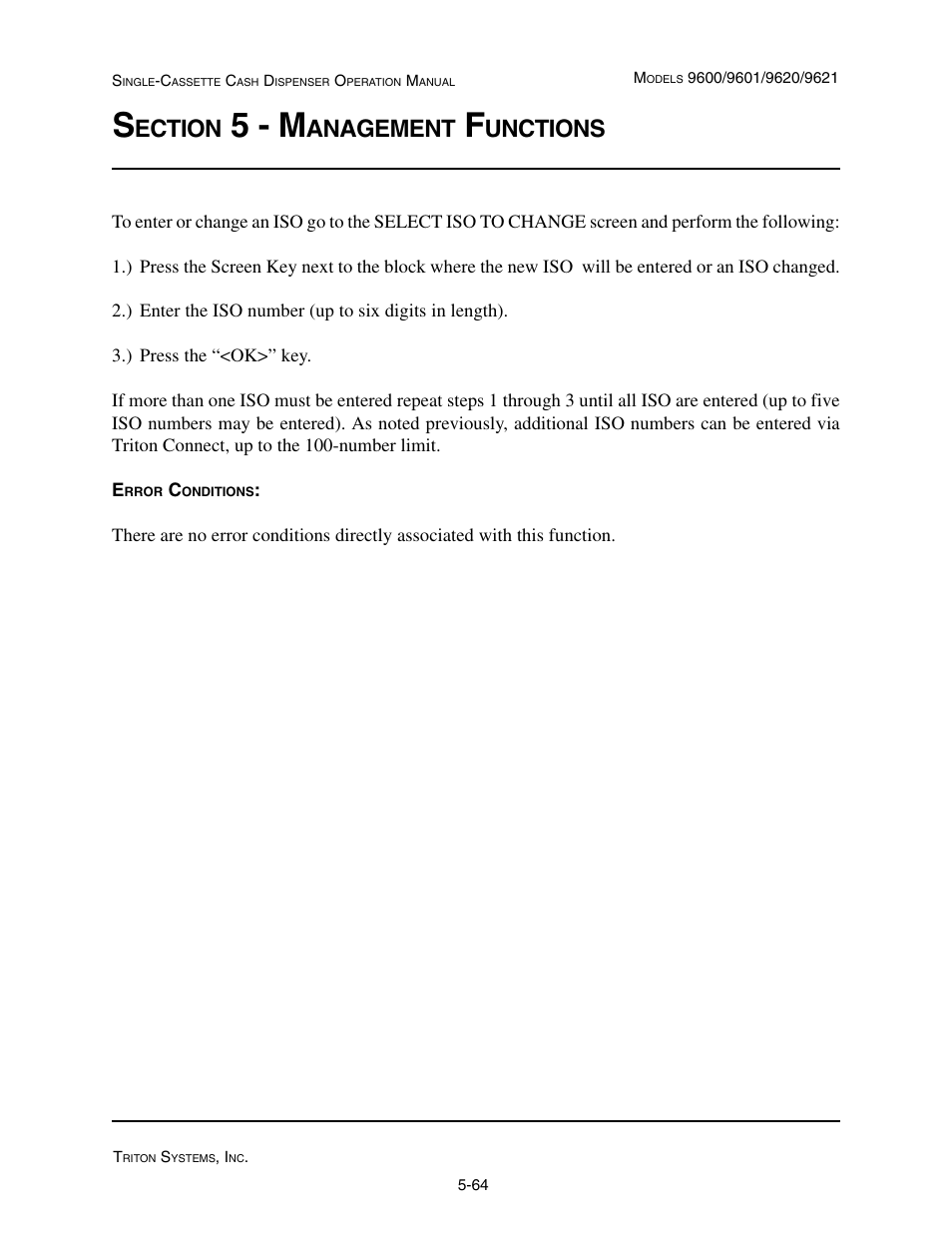 5 - m, Ection, Anagement | Unctions | Triton 9621 Operation Manual User Manual | Page 106 / 209