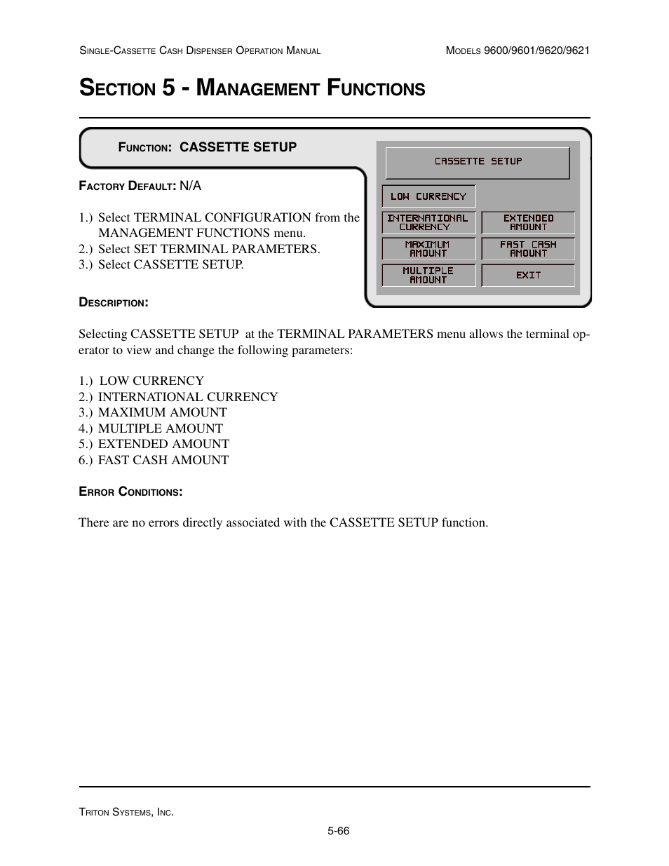 5 - m, Ection, Anagement | Unctions | Triton 9621 Operation Manual User Manual | Page 108 / 209