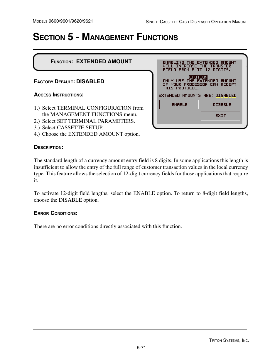 5 - m, Ection, Anagement | Unctions | Triton 9621 Operation Manual User Manual | Page 113 / 209