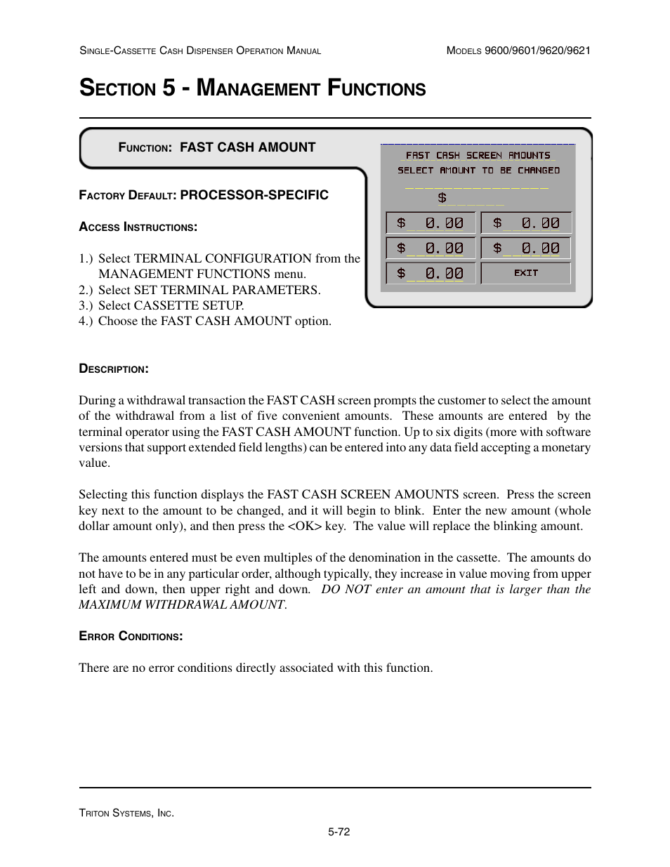 5 - m, Ection, Anagement | Unctions | Triton 9621 Operation Manual User Manual | Page 114 / 209