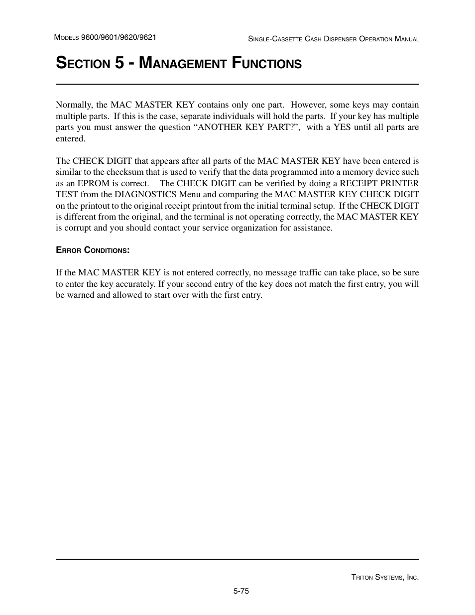 5 - m, Ection, Anagement | Unctions | Triton 9621 Operation Manual User Manual | Page 117 / 209