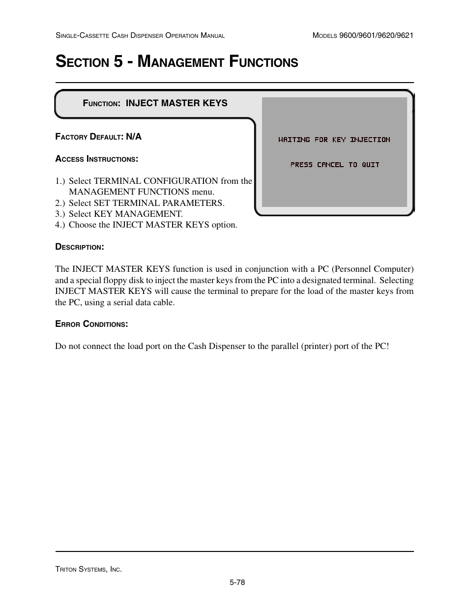 5 - m, Ection, Anagement | Unctions | Triton 9621 Operation Manual User Manual | Page 120 / 209