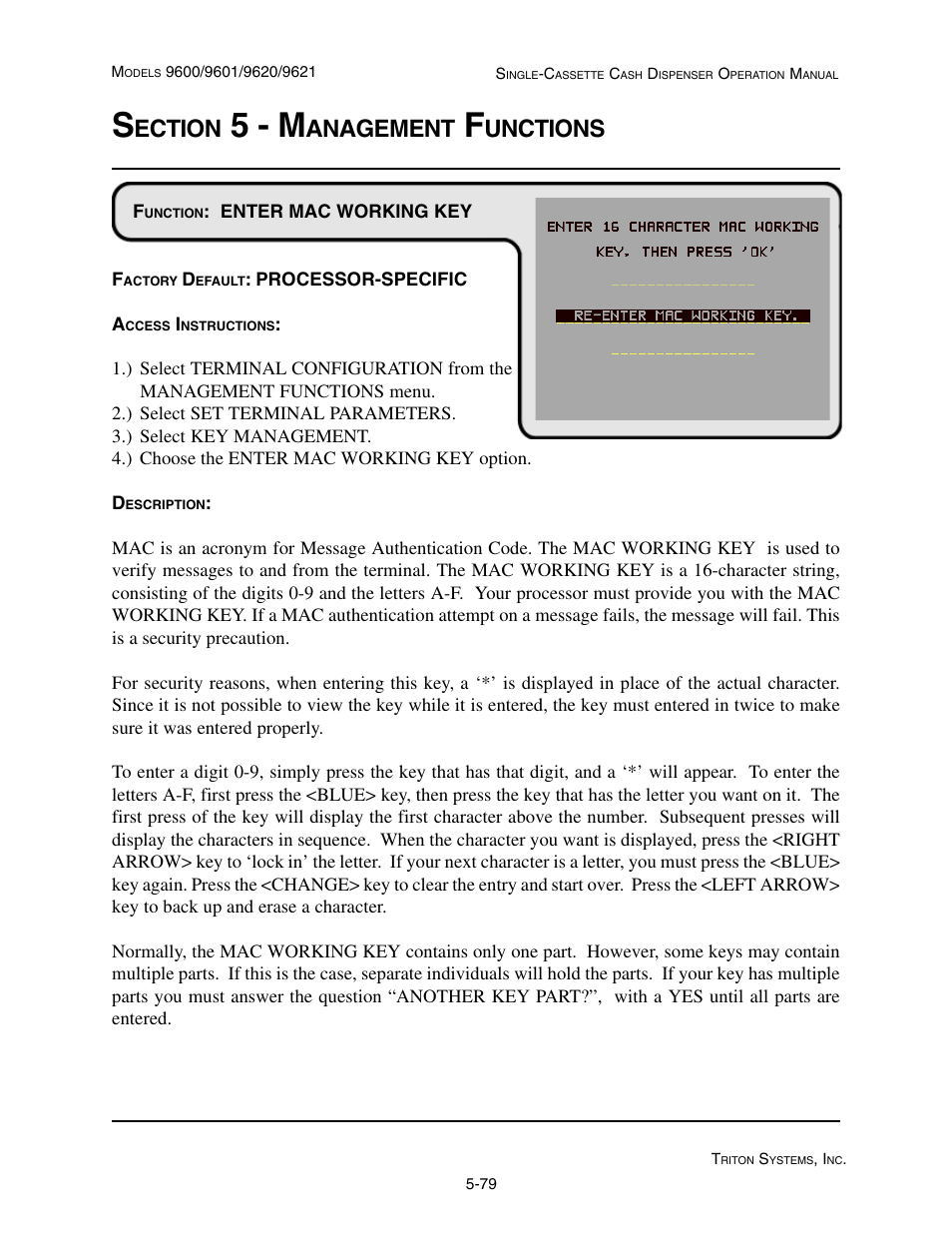 5 - m, Ection, Anagement | Unctions | Triton 9621 Operation Manual User Manual | Page 121 / 209