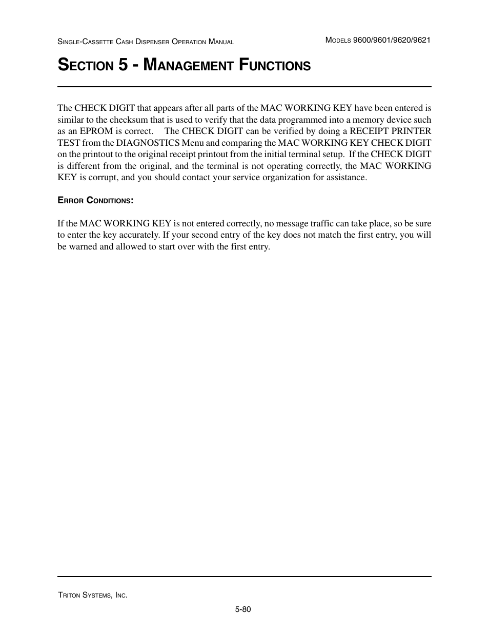 5 - m, Ection, Anagement | Unctions | Triton 9621 Operation Manual User Manual | Page 122 / 209