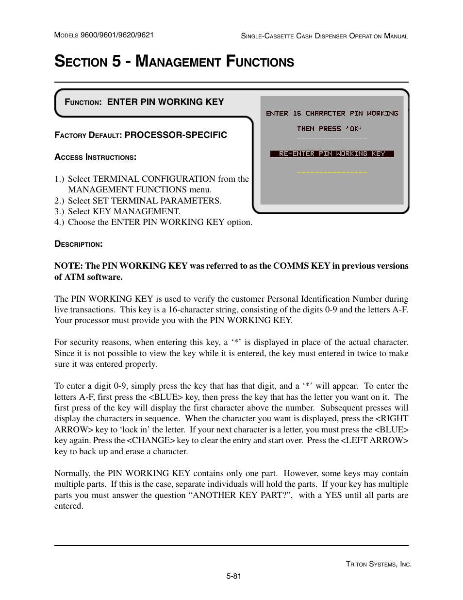 5 - m, Ection, Anagement | Unctions | Triton 9621 Operation Manual User Manual | Page 123 / 209