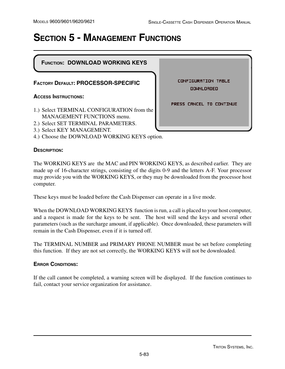 5 - m, Ection, Anagement | Unctions | Triton 9621 Operation Manual User Manual | Page 125 / 209