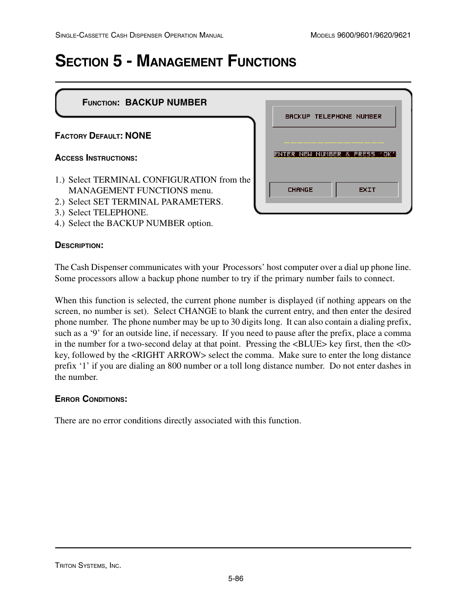 5 - m, Ection, Anagement | Unctions | Triton 9621 Operation Manual User Manual | Page 128 / 209