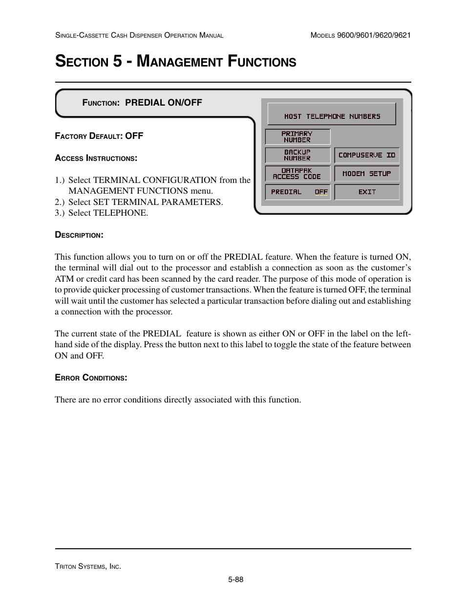 5 - m, Ection, Anagement | Unctions | Triton 9621 Operation Manual User Manual | Page 130 / 209