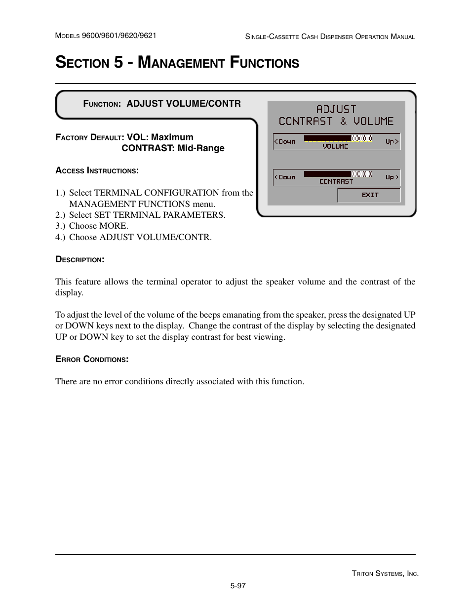 5 - m, Ection, Anagement | Unctions | Triton 9621 Operation Manual User Manual | Page 139 / 209