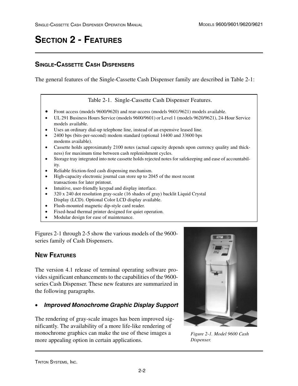 2 - f, Ection, Eatures | Triton 9621 Operation Manual User Manual | Page 14 / 209