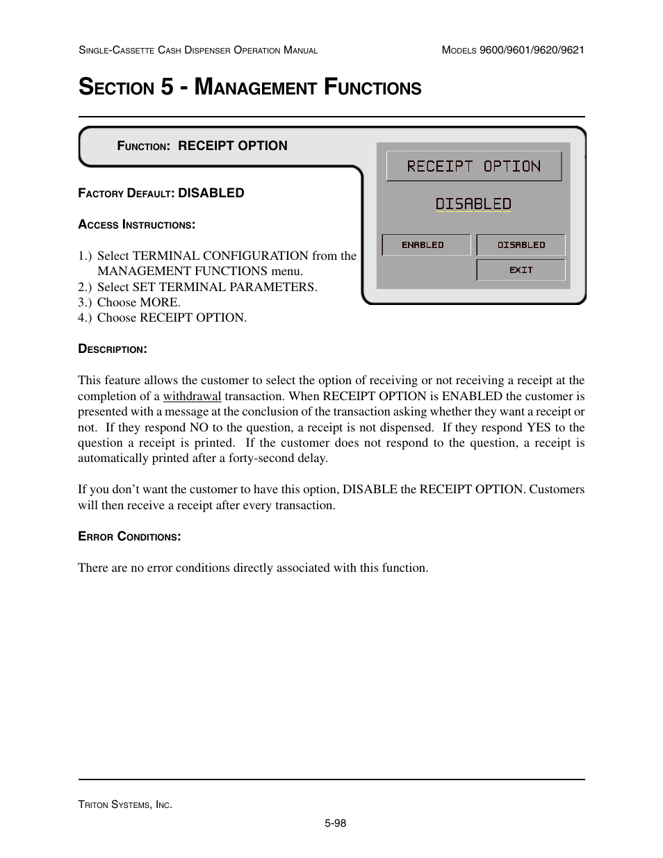 5 - m, Ection, Anagement | Unctions | Triton 9621 Operation Manual User Manual | Page 140 / 209