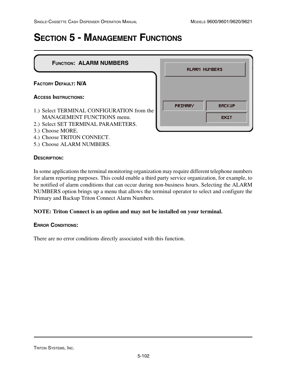 5 - m, Ection, Anagement | Unctions | Triton 9621 Operation Manual User Manual | Page 144 / 209