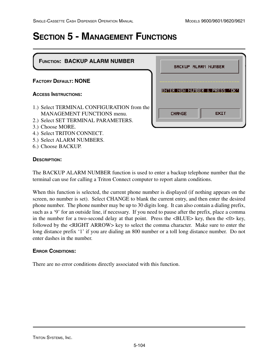 5 - m, Ection, Anagement | Unctions | Triton 9621 Operation Manual User Manual | Page 146 / 209