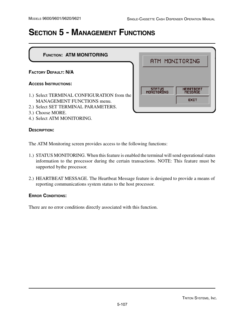 5 - m, Ection, Anagement | Unctions | Triton 9621 Operation Manual User Manual | Page 149 / 209