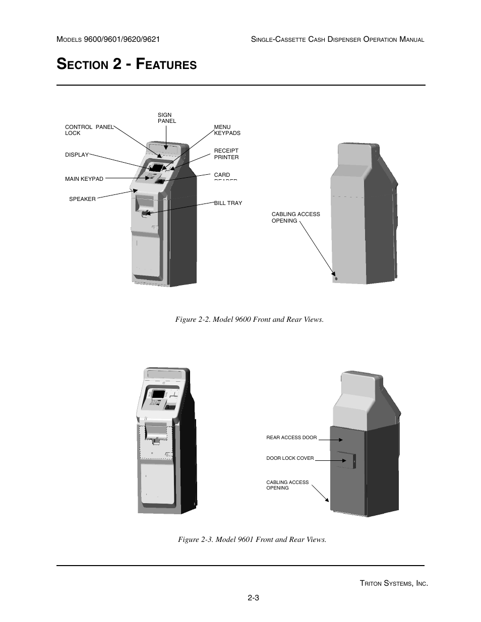 2 - f, Ection, Eatures | Triton 9621 Operation Manual User Manual | Page 15 / 209