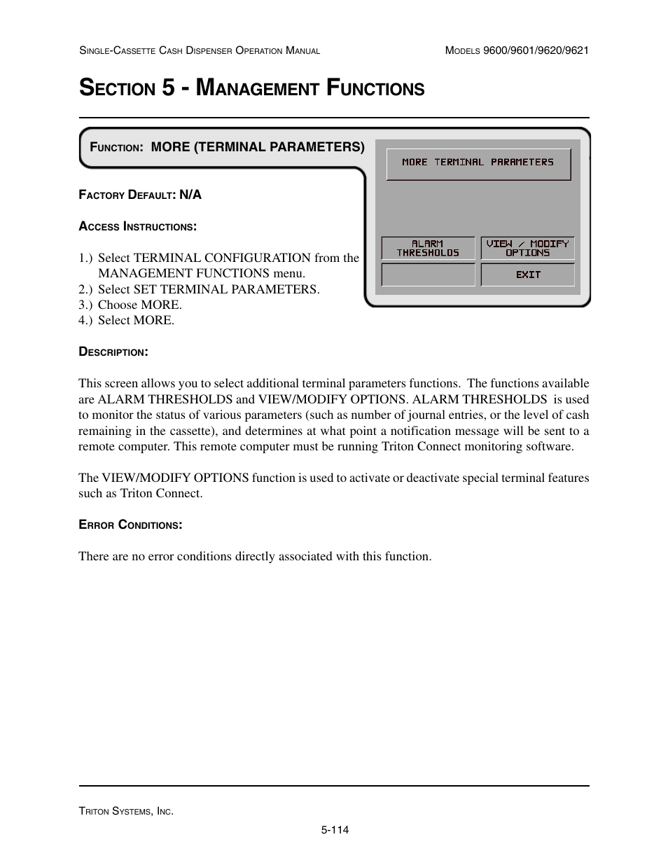 5 - m, Ection, Anagement | Unctions | Triton 9621 Operation Manual User Manual | Page 156 / 209