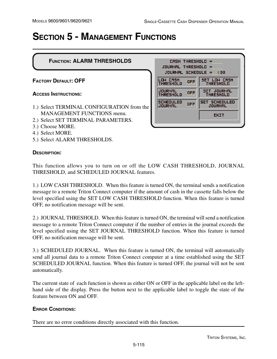 5 - m, Ection, Anagement | Unctions | Triton 9621 Operation Manual User Manual | Page 157 / 209