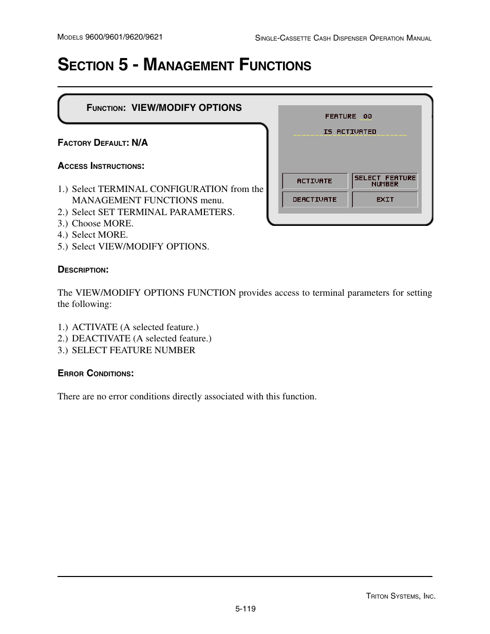 5 - m, Ection, Anagement | Unctions | Triton 9621 Operation Manual User Manual | Page 161 / 209