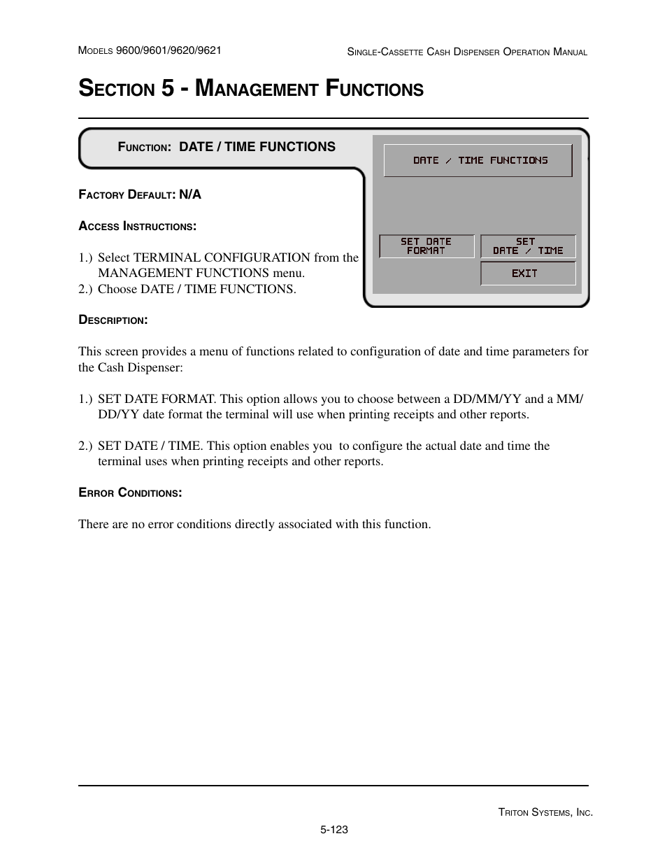 5 - m, Ection, Anagement | Unctions | Triton 9621 Operation Manual User Manual | Page 165 / 209