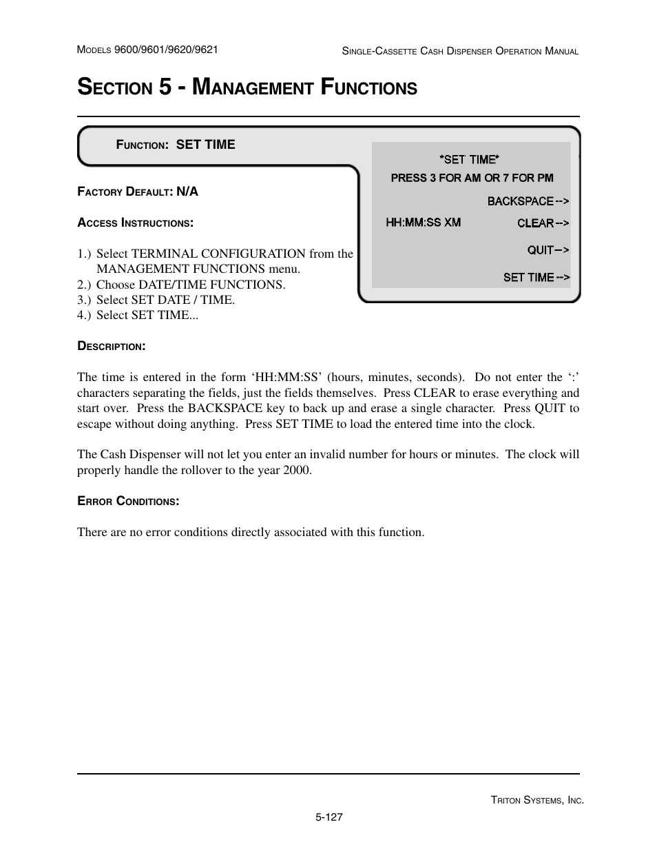 5 - m, Ection, Anagement | Unctions | Triton 9621 Operation Manual User Manual | Page 169 / 209