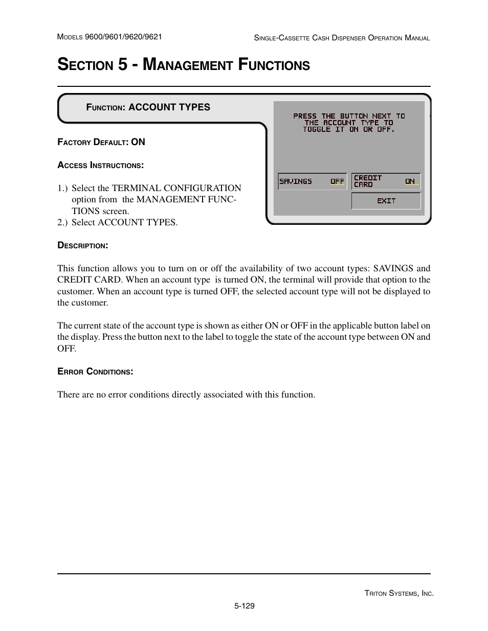 5 - m, Ection, Anagement | Unctions | Triton 9621 Operation Manual User Manual | Page 171 / 209